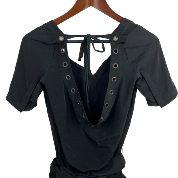 All Saints | Agnes Black Open Rivet Low Back Mini Dress - Picture 4 of 9